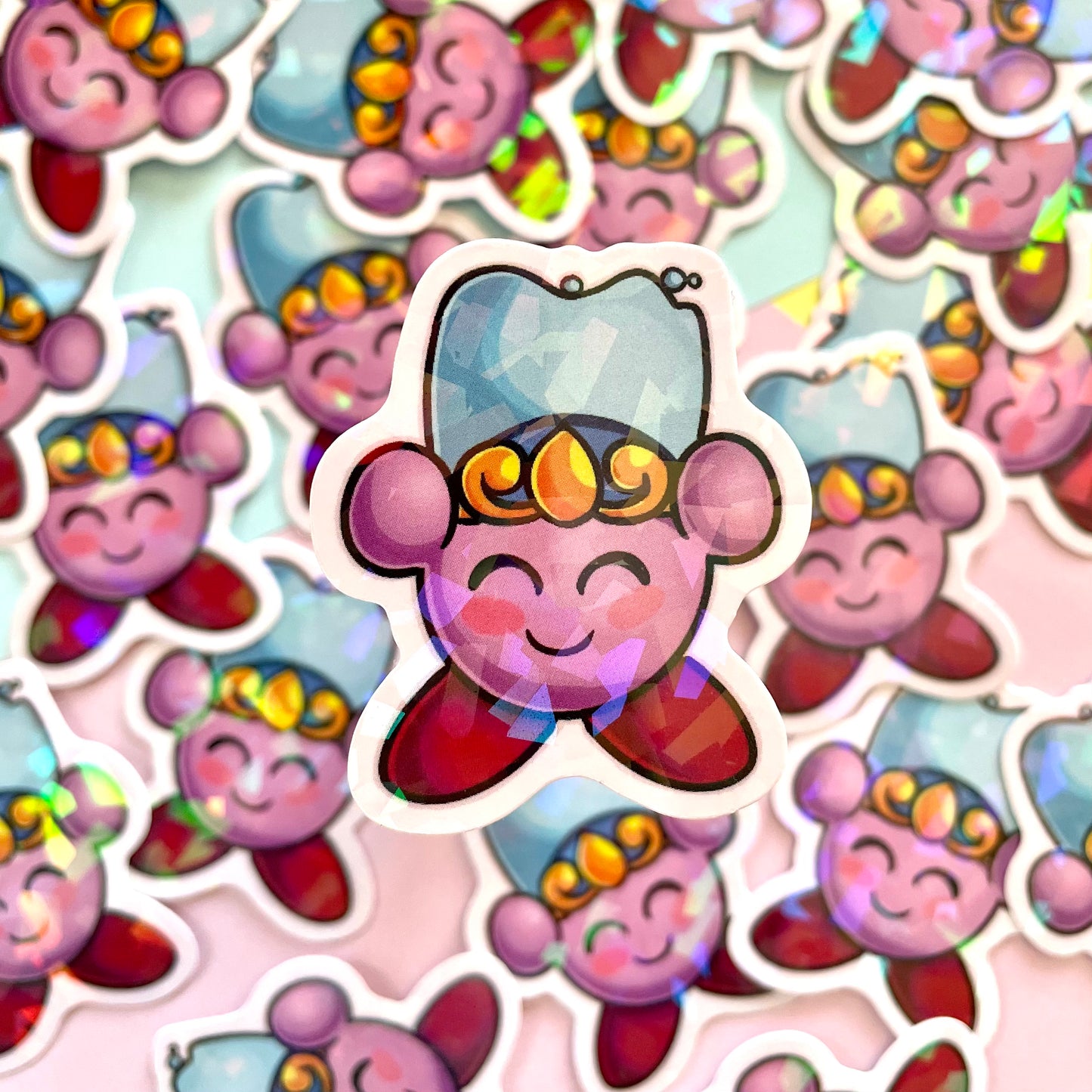 Water pink boy holographic sticker